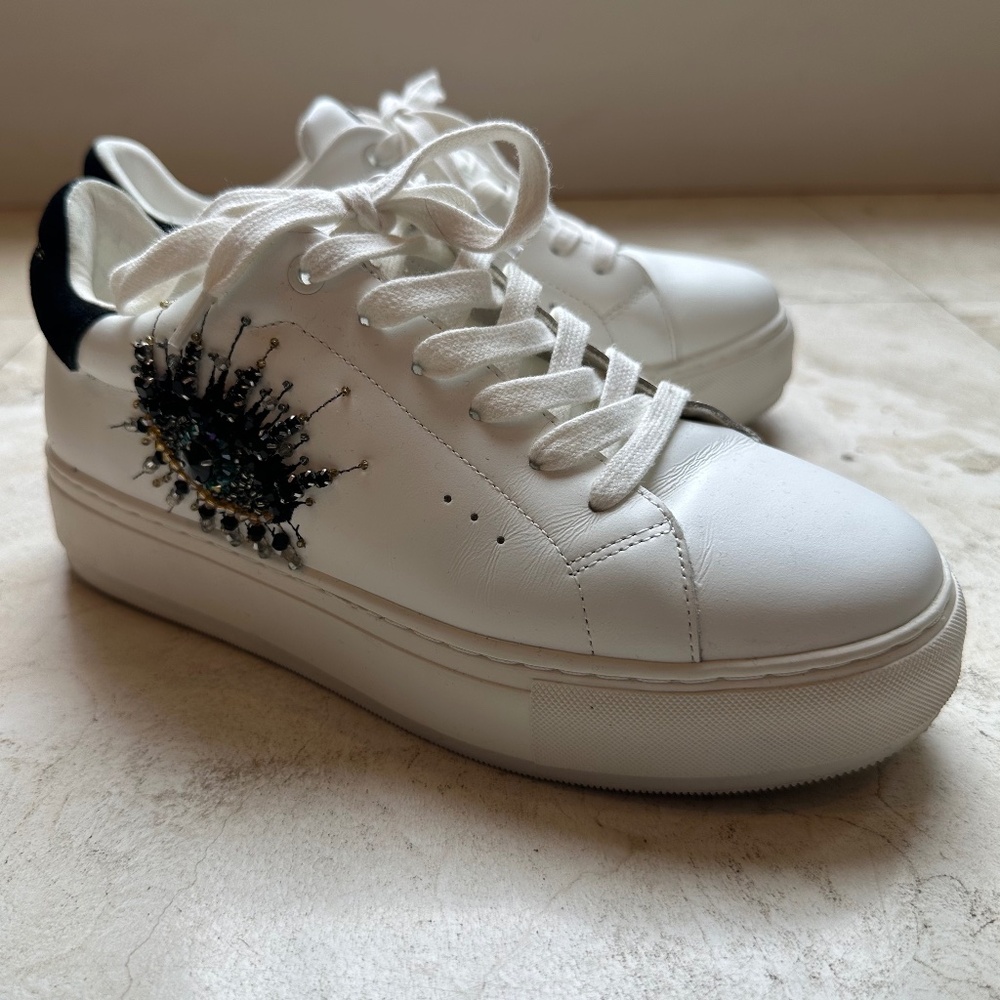 Kurt Geiger Leather Women's Platform Sneaker Size 8 (38.5) Recommend to size up!